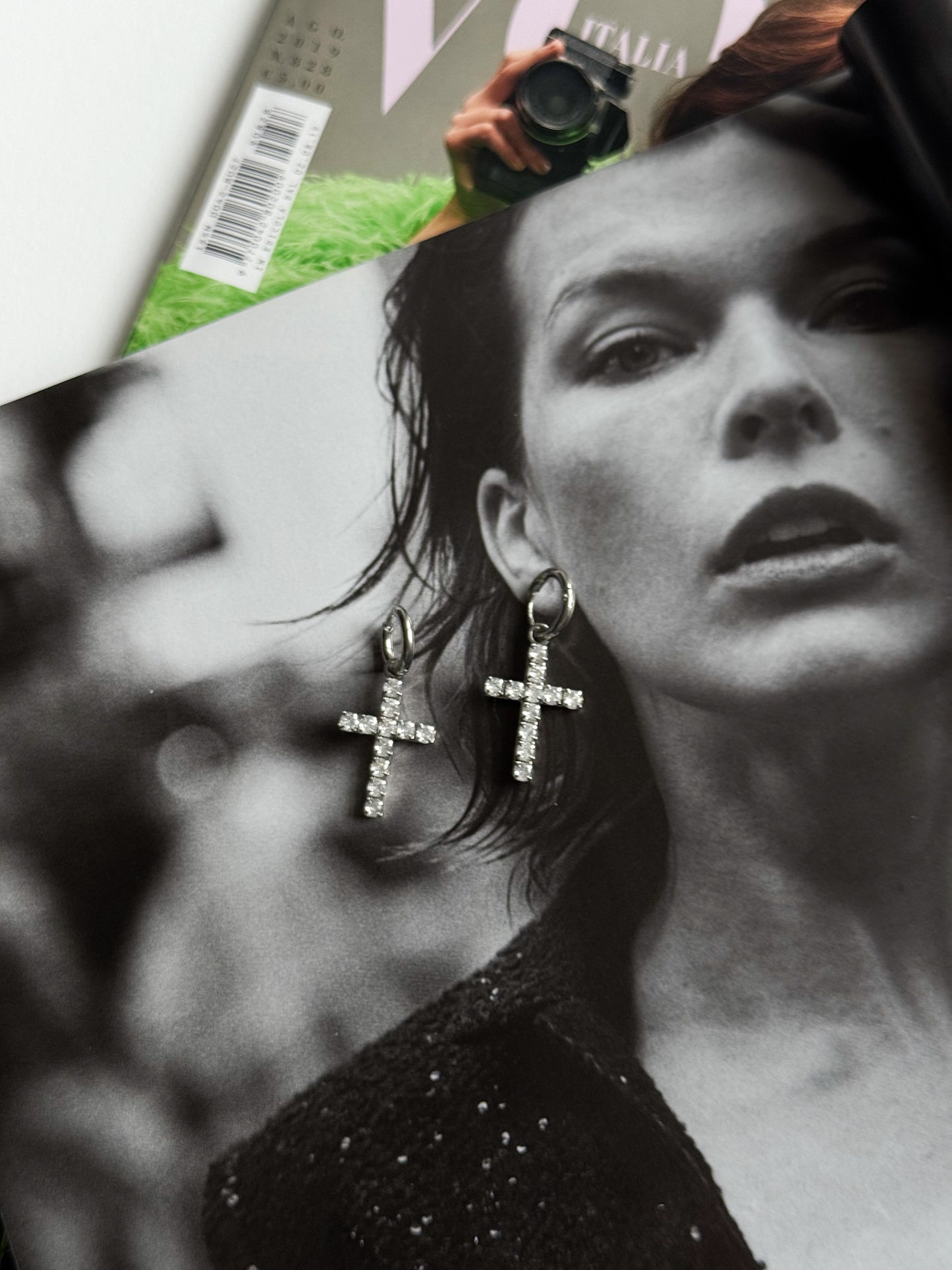 Cross earrings silver