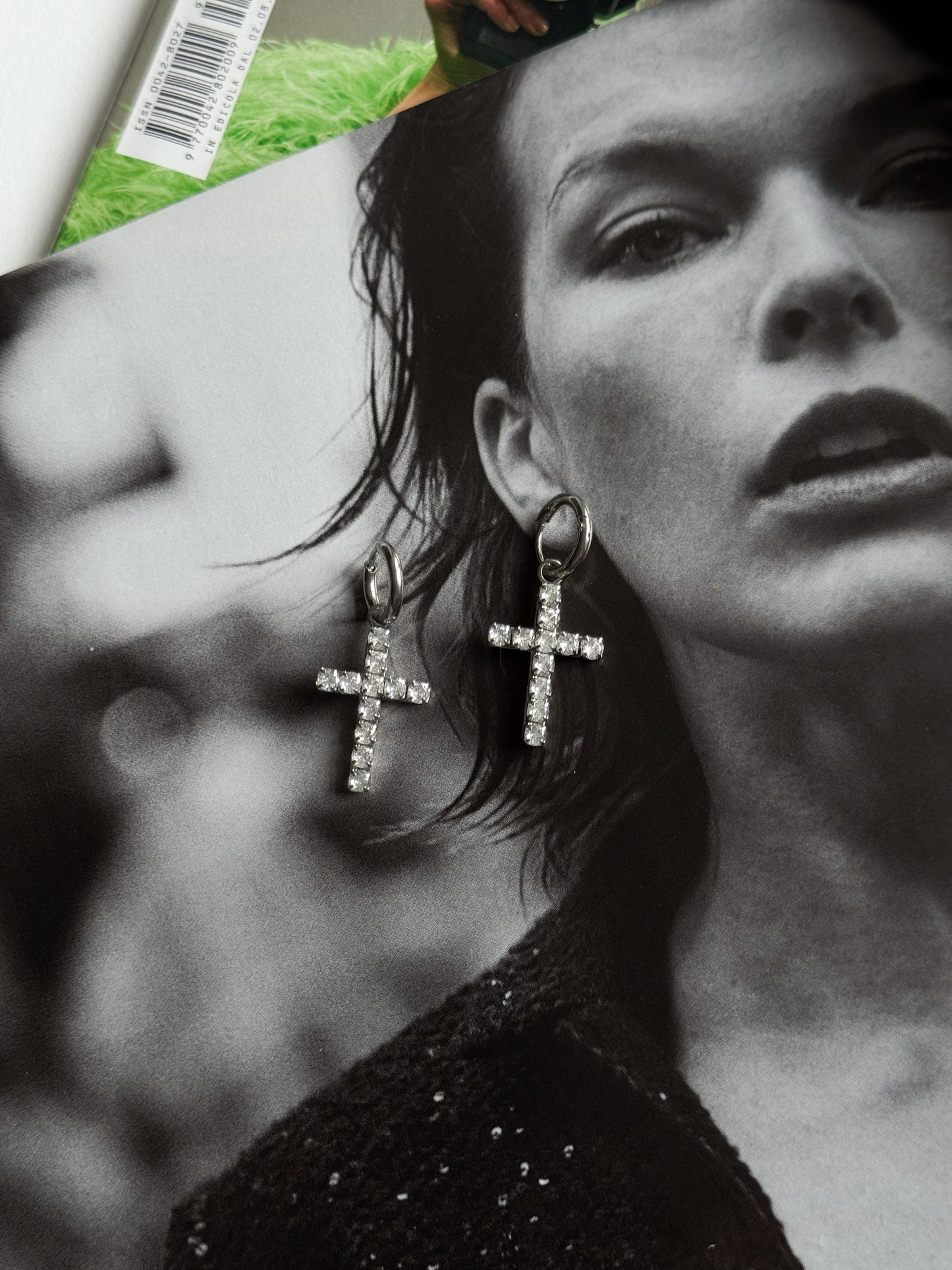 Cross earrings silver