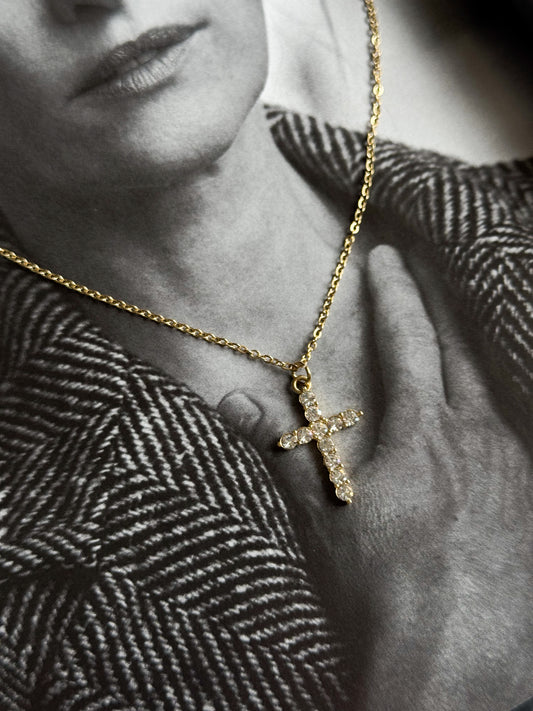 Cross necklace golden