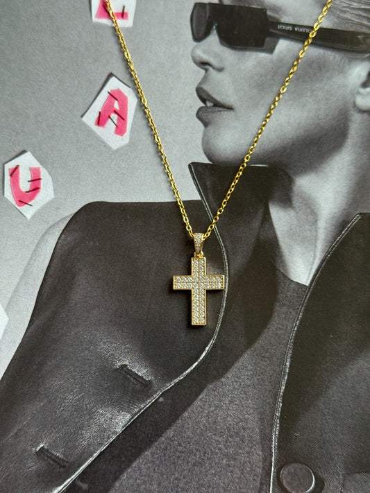 Cross necklace golden