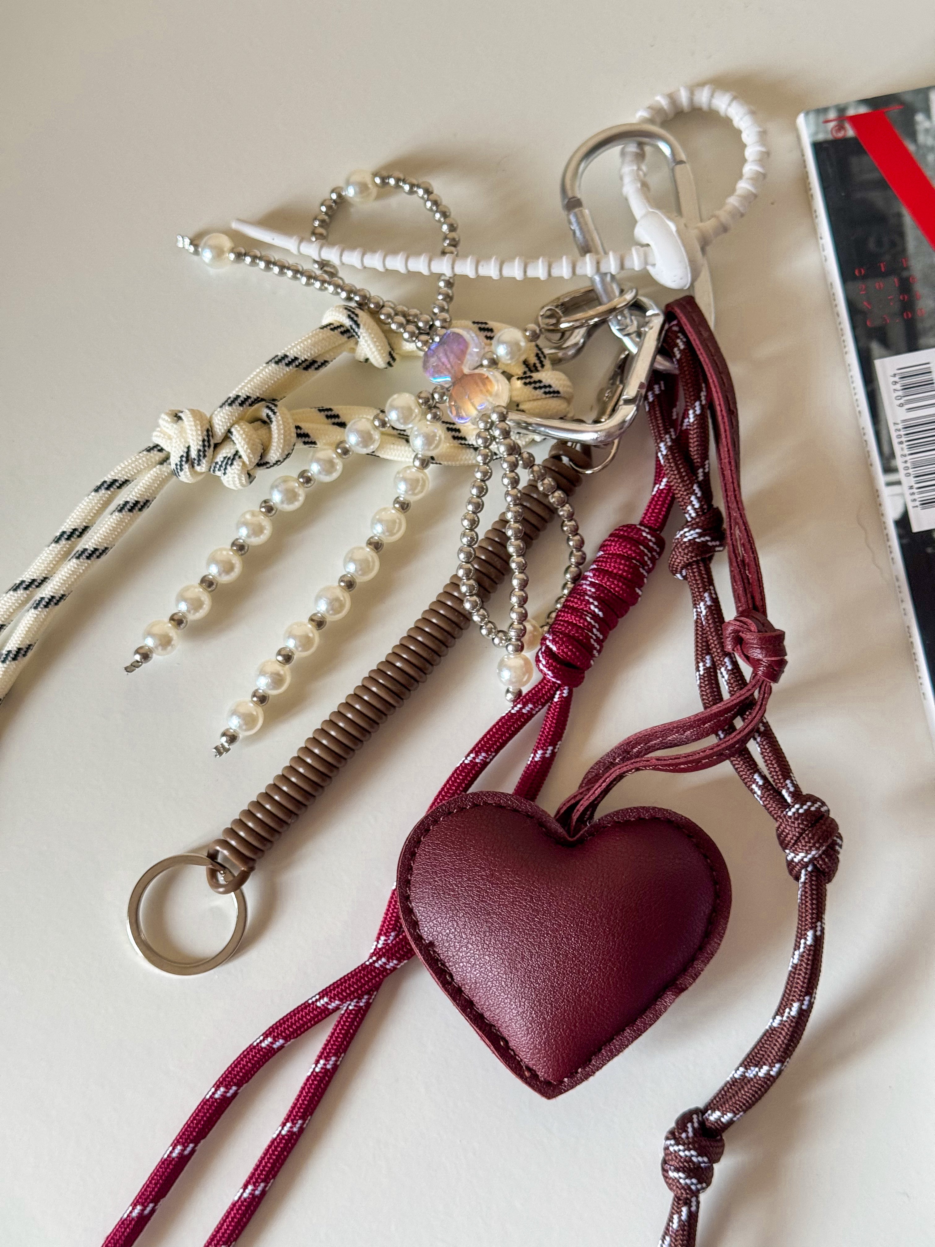 Keychain burgundy heart