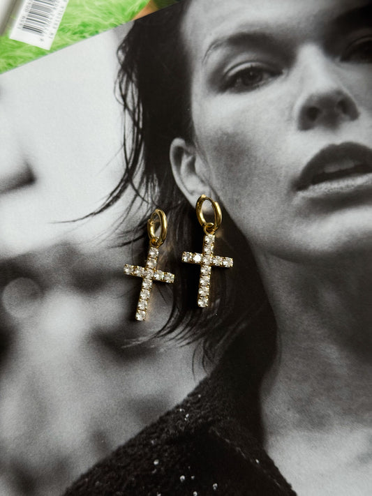 Cross earrings golden