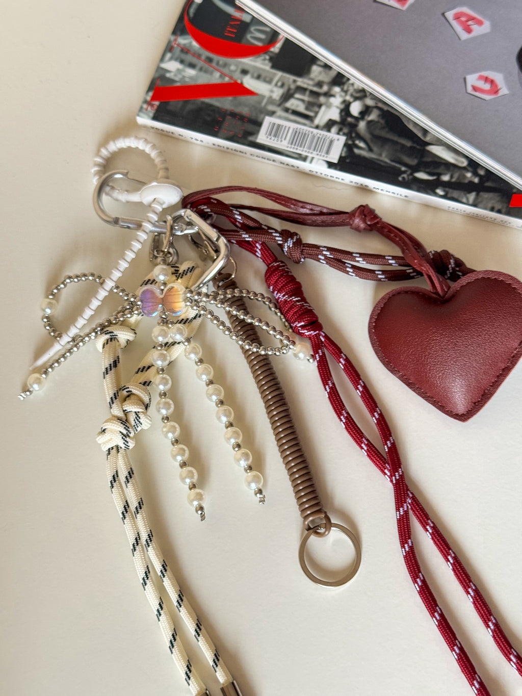 Keychain burgundy heart
