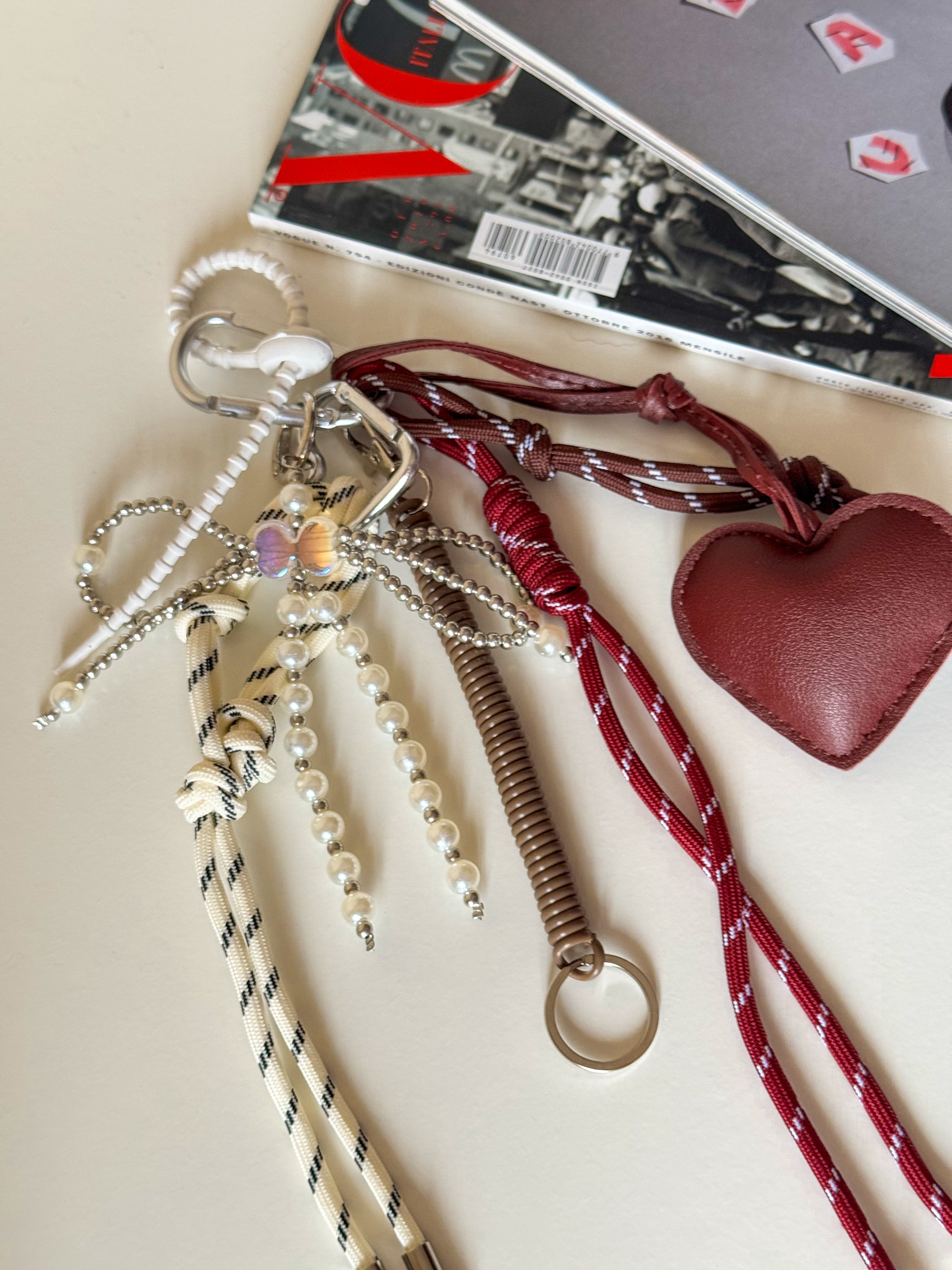 Keychain burgundy heart
