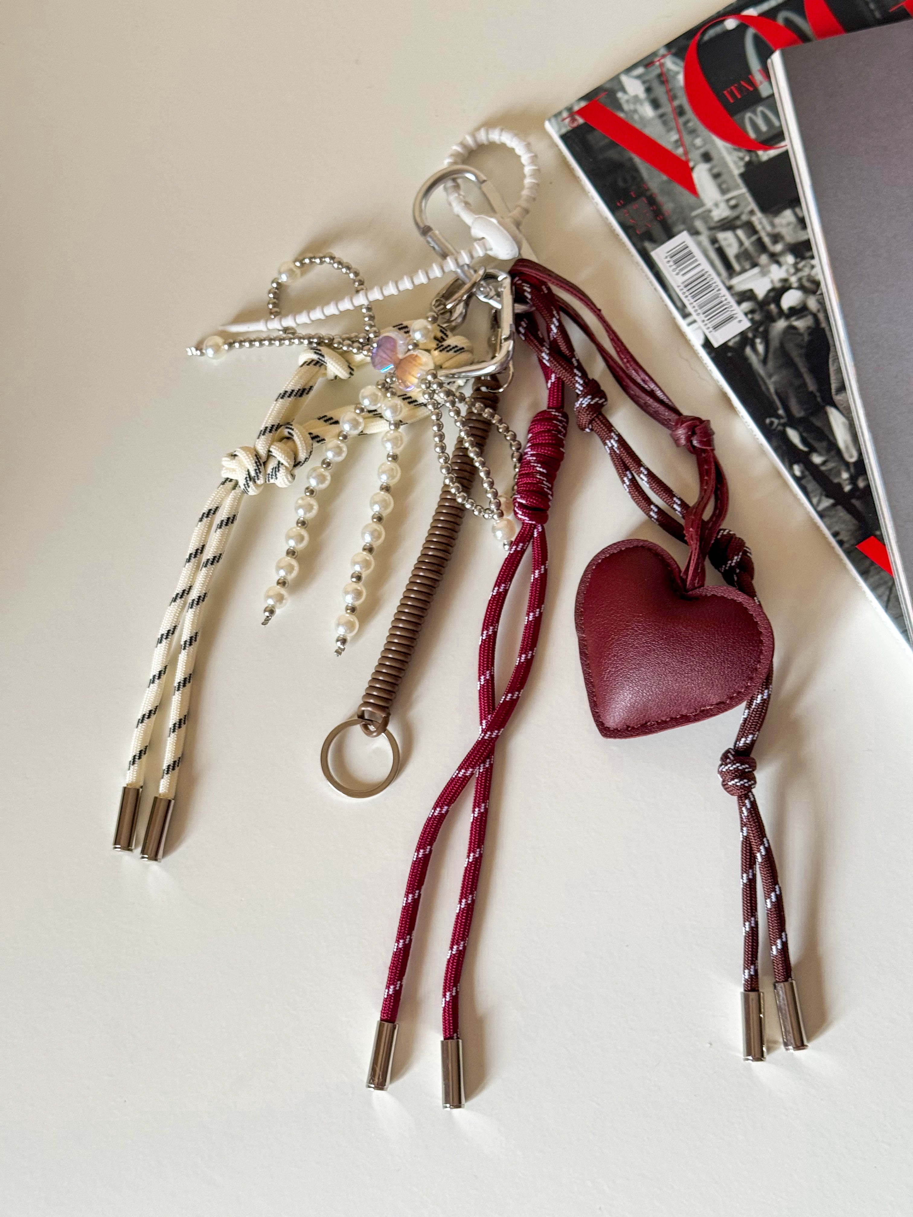 Keychain burgundy heart